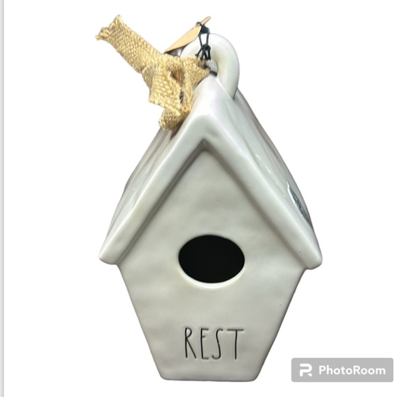 Rae Dunn by Magenta Collection Artisan REST Birdhouse with Nest Graphic - Picture 1 of 14